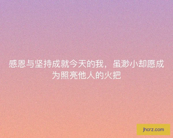 感恩与坚持成就今天的我，虽渺小却愿成为照亮他人的火把